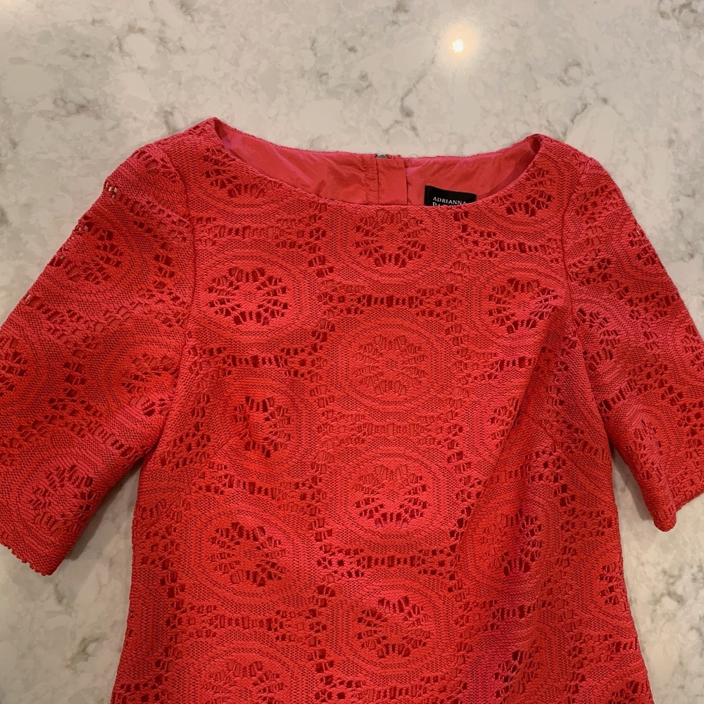 Crochet lace 3/4 sleeve dress tomato red/orange